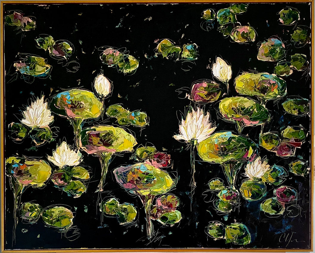 Commission - Lilies and Lotuses - 48x60