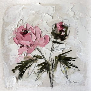 “PEONY VIGNETTE XXXI” 14x14 (8x8) Oil/Graphite on Paper