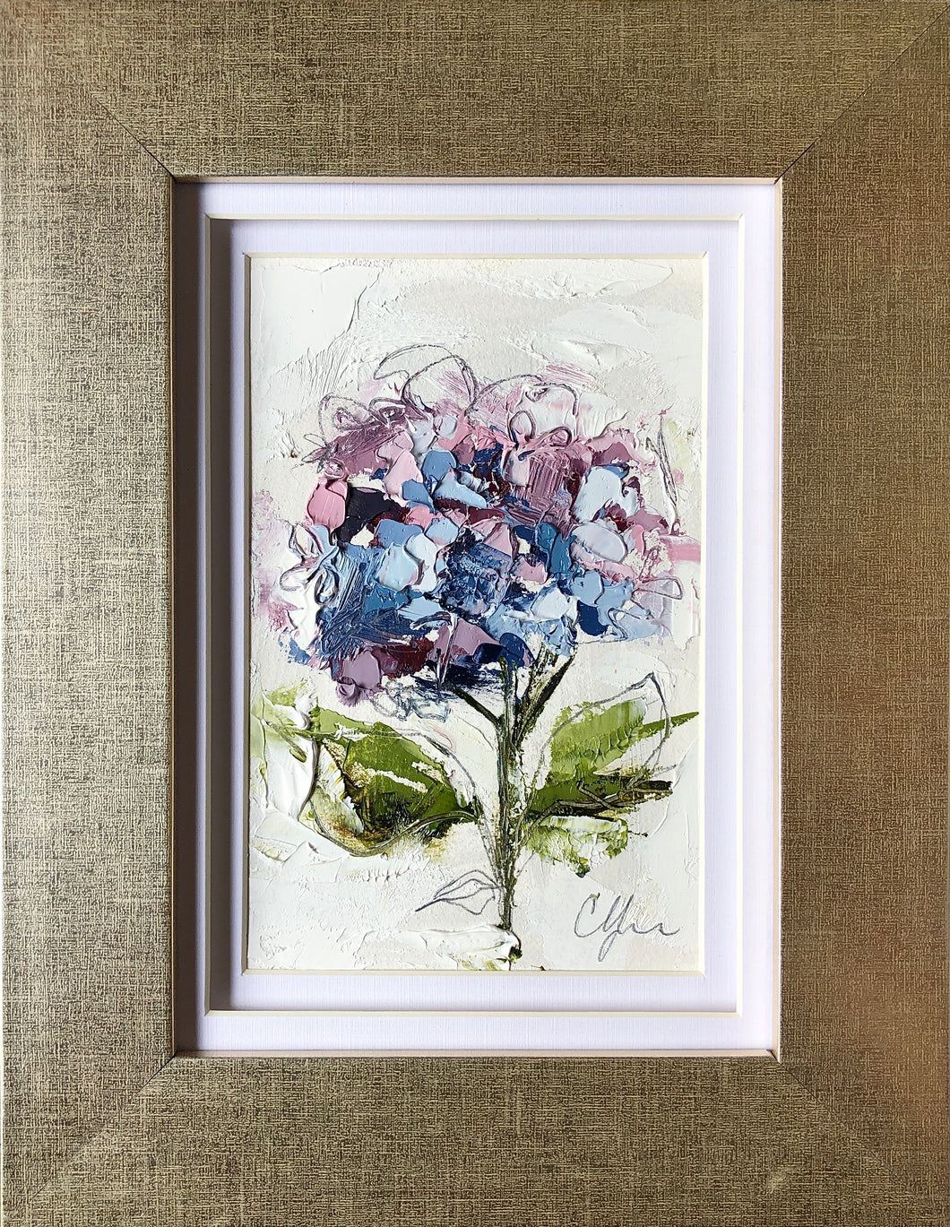 “Little Hydrangea II” 6x4 (9x7) Oil/Graphite on Paper
