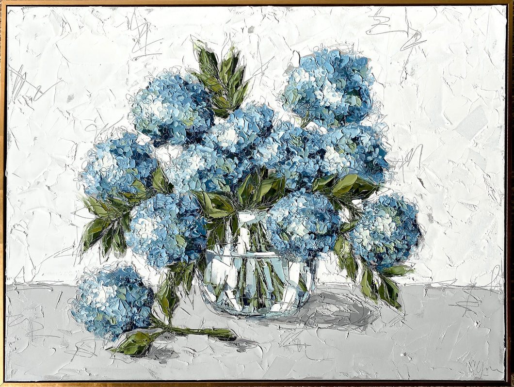 Hydrangeas 36x48” Oil/Graphite on Canvas