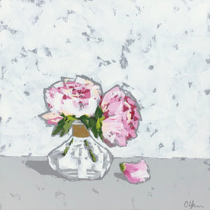 “Peonies in Gold Glass” 24x24