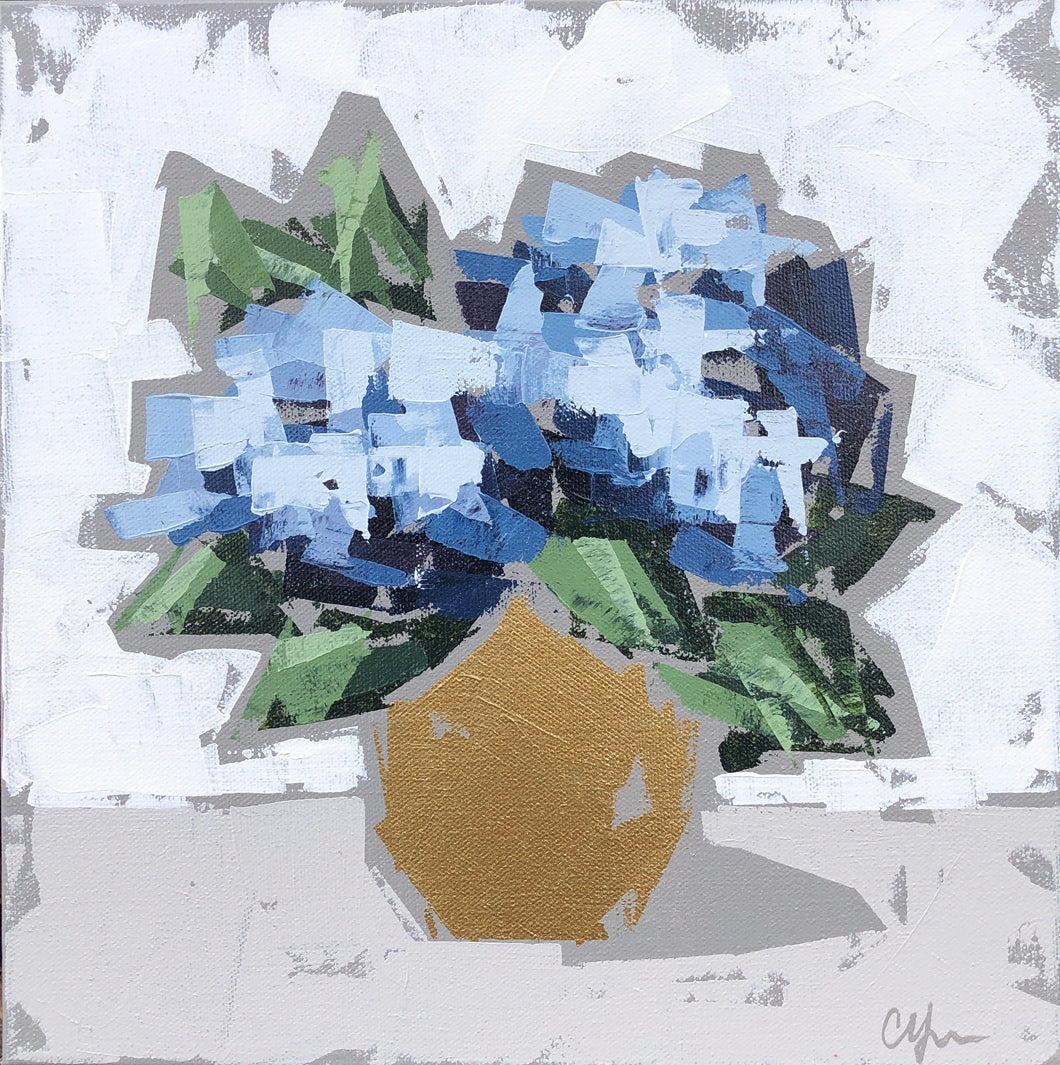 “Hydrangeas in Gold II”