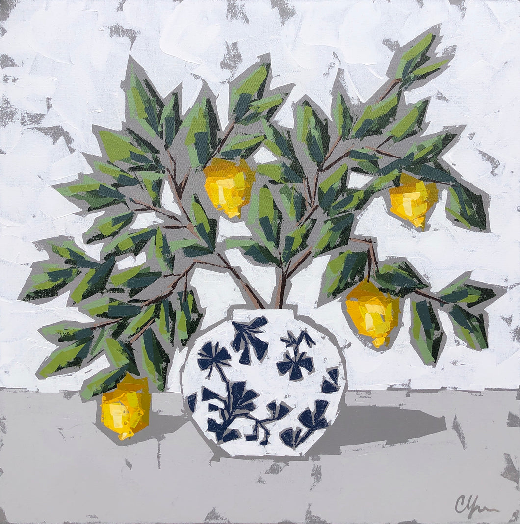 “Lemons in Chinoiserie VII” 24x24