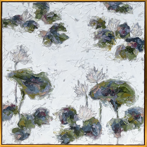 “The Lily Pond I”- 36x36 Oil on Canvas Framed