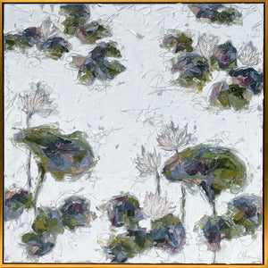 “The Lily Pond I”- 36x36 Oil on Canvas Framed
