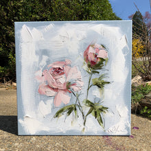 Load image into Gallery viewer, “Peonies Vignette I” 12x12 Oil/Graphite on Canvas