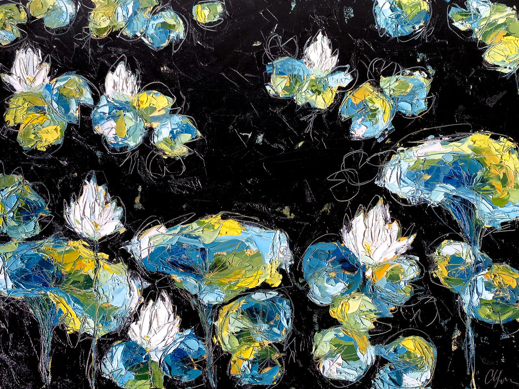 Lilies 30x40” Oil/Graphite on Canvas