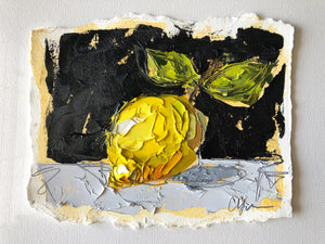 “Little Lemon on Black II” - 5x7 Oil on Paper