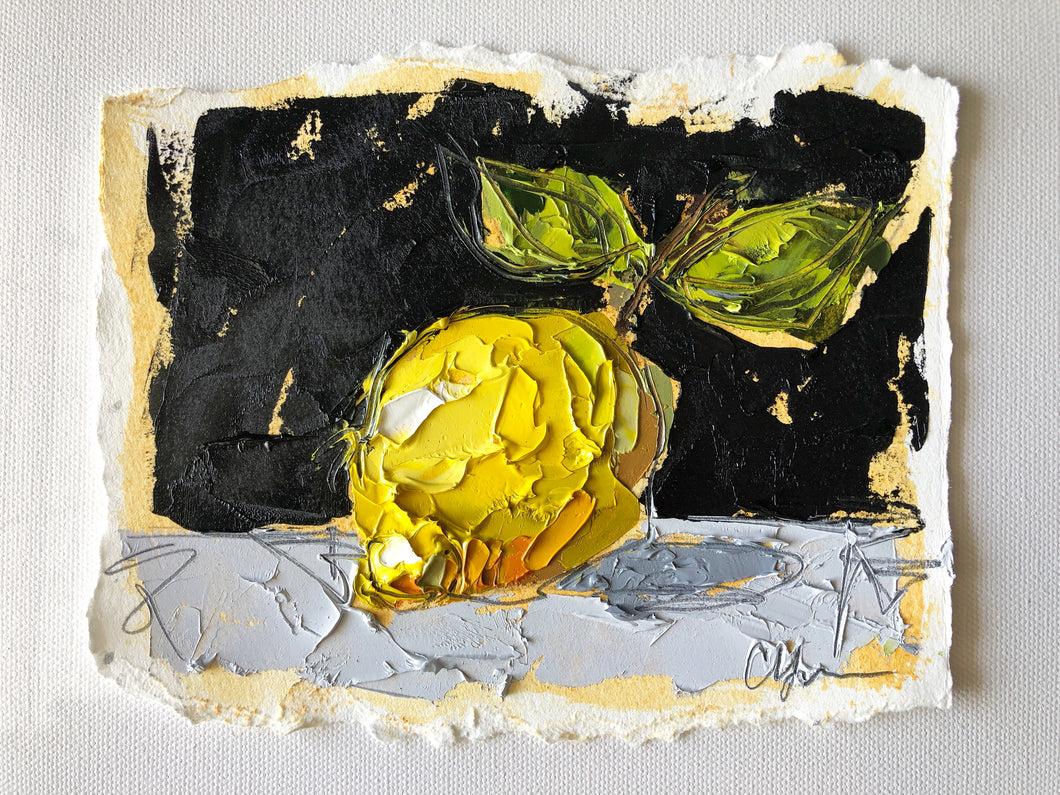“Little Lemon on Black II” - 5x7 Oil on Paper