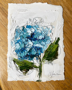“Little Blue Hydrangea II” 7x5 Oil on Paper