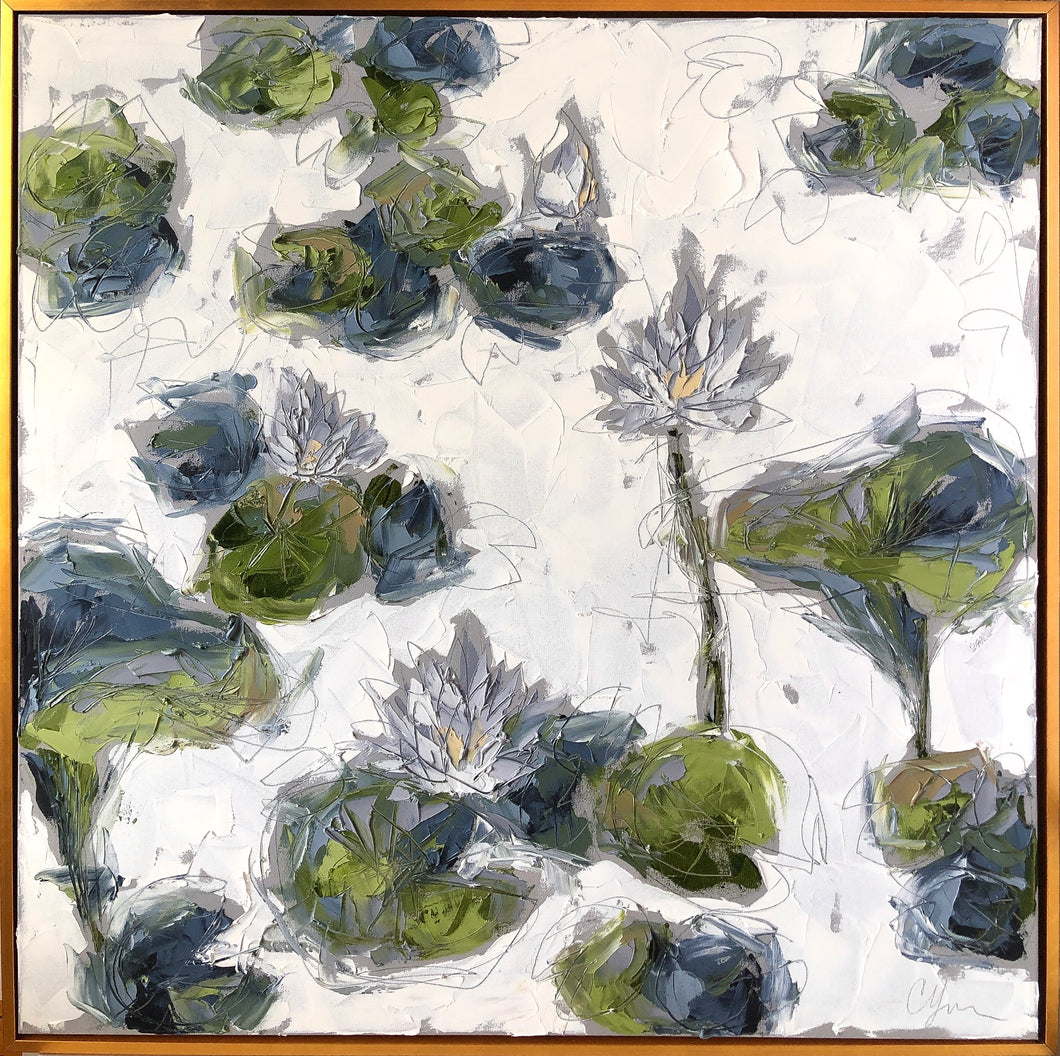 Lilies and Lotuses in Light V - 36x36 Oil