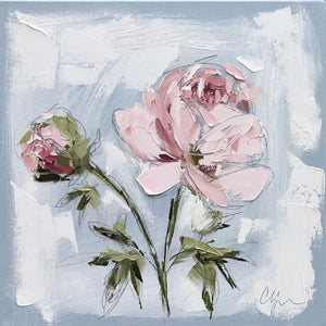 “Peonies Vignette II” 12x12 Oil/Graphite on Canvas