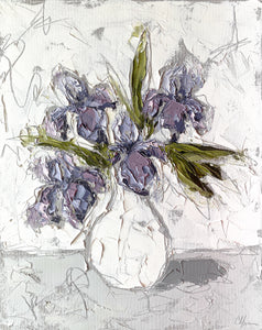 “Irises in White I" 20x16 Oil/Graphite on Canvas
