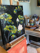 Load image into Gallery viewer, “Lilies and Lotuses V” Framed 24x24 Oil on Canvas