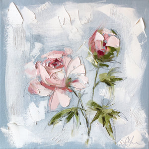 “Peonies Vignette I” 12x12 Oil/Graphite on Canvas