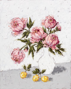 “Peonies and Lemons” 60x48 Oil on Canvas