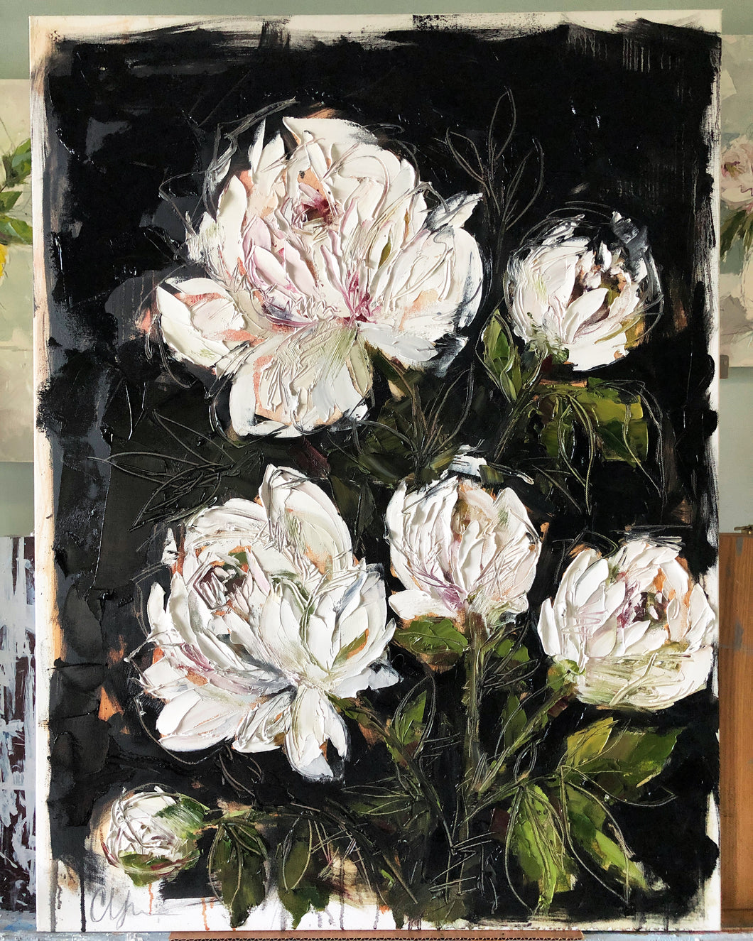 “White Peonies” 40x30 Oil on Canvas