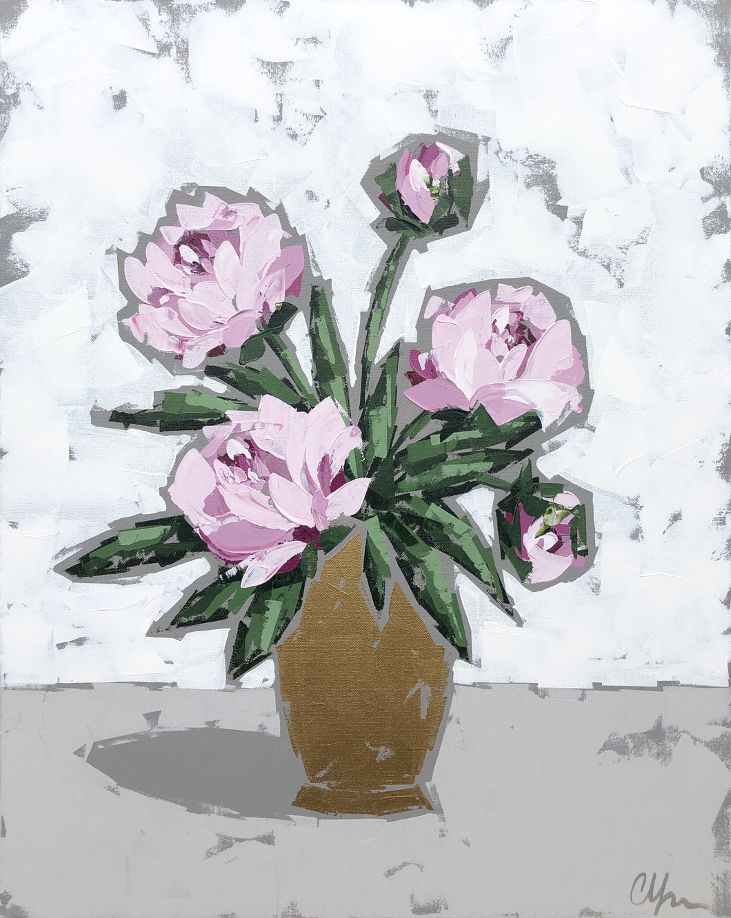 “Peonies in Gold IV” 30x24