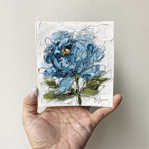 “Little Blue Peony" 4.5x5 inches on Paper