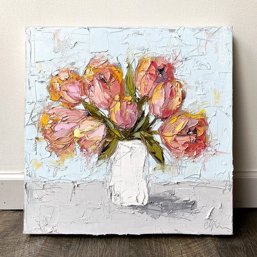 “Pink Tulips in White