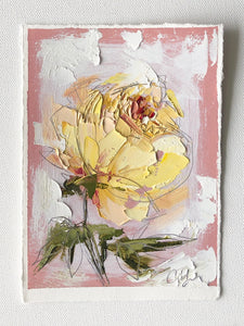 “Yellow on Pink I” 7x5” Oil/Graphite on Paper