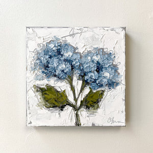 “Blue Hydrangeas I” 12x12 Oil on Canvas