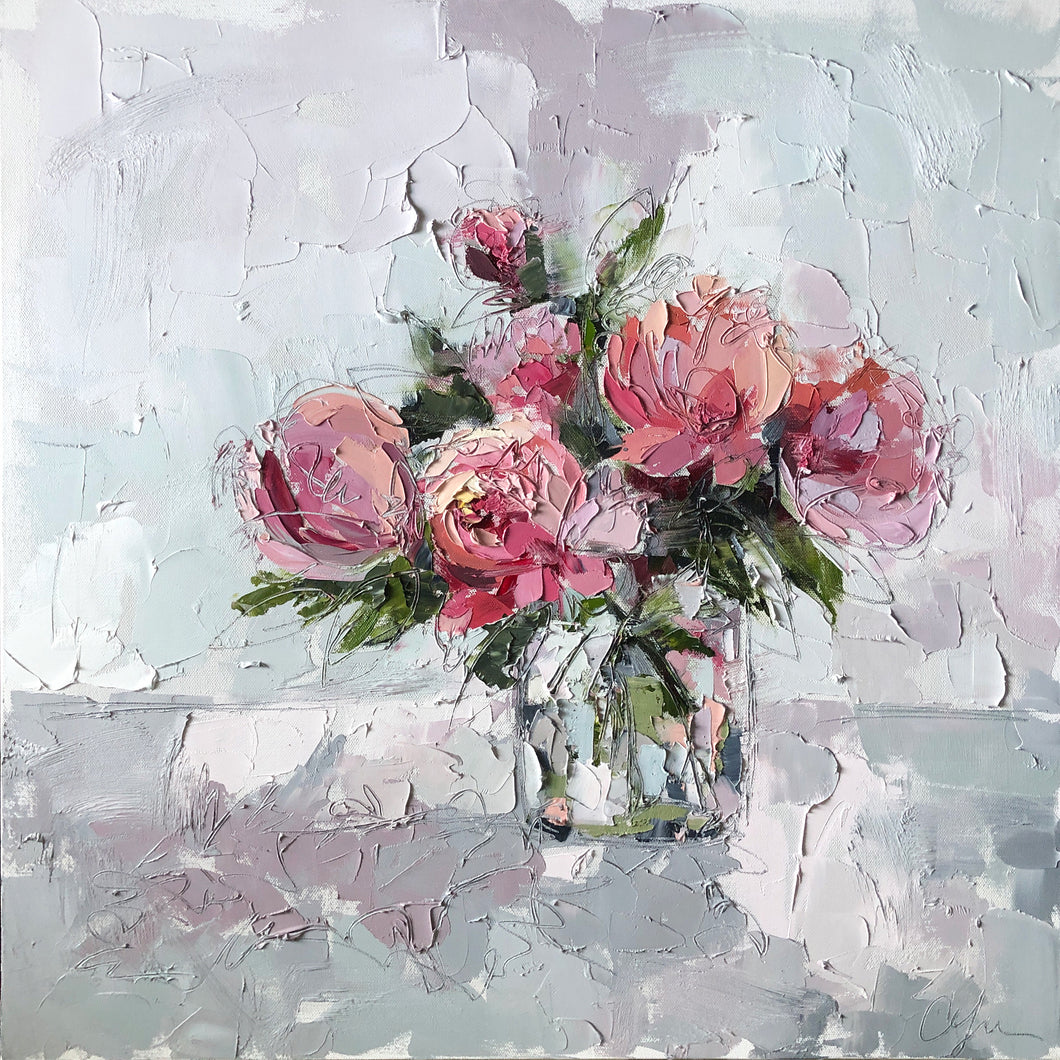 “Peonies V” 24x24x1.5”