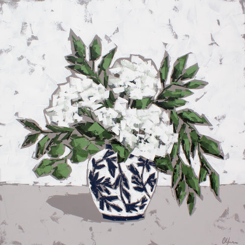 “Hydrangeas in Chinoiserie” 36x36