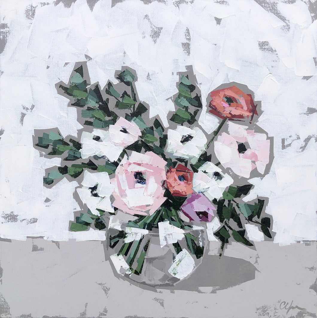 “Posies in Glass V” 24x24