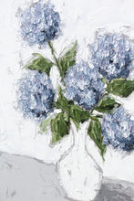 Load image into Gallery viewer, “Blue Hydrangeas in White Vase” 48x36 Oil on Canvas