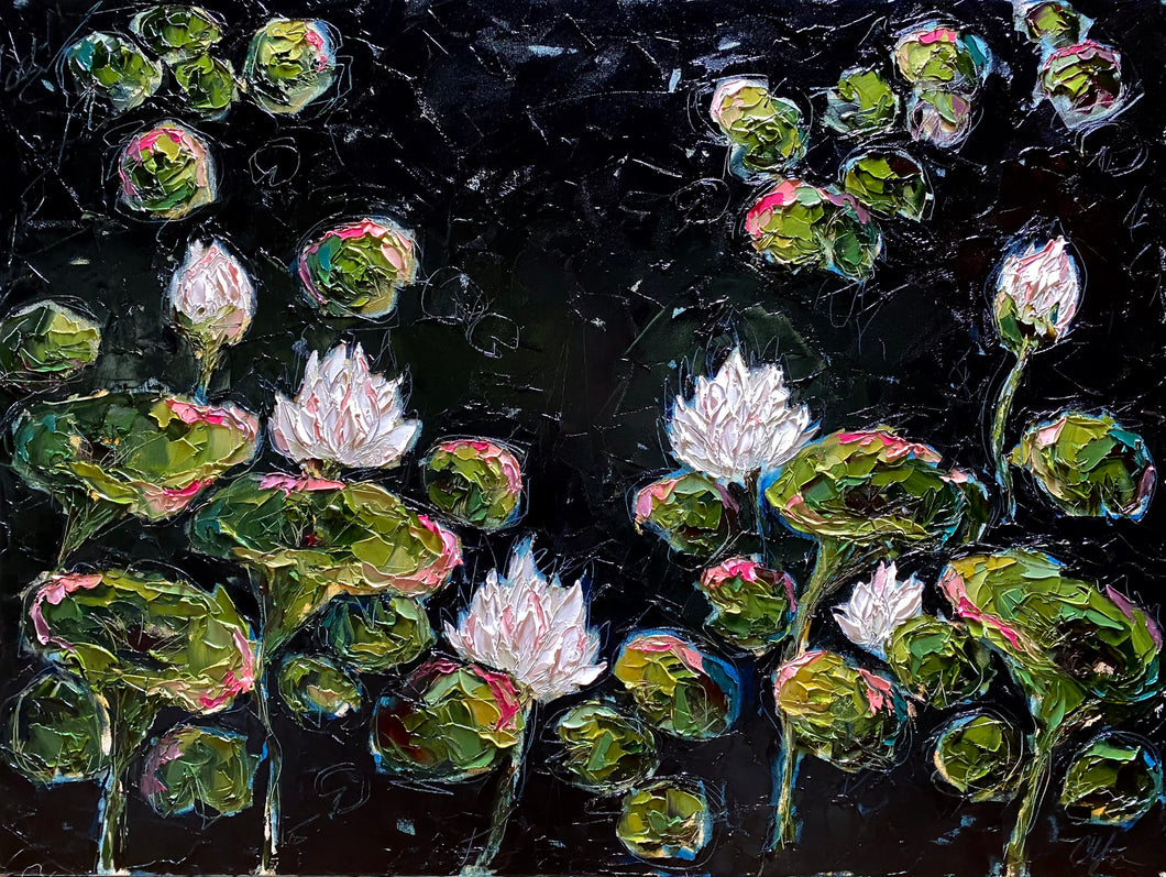 Commission - Lilies and Lotuses - 36x48