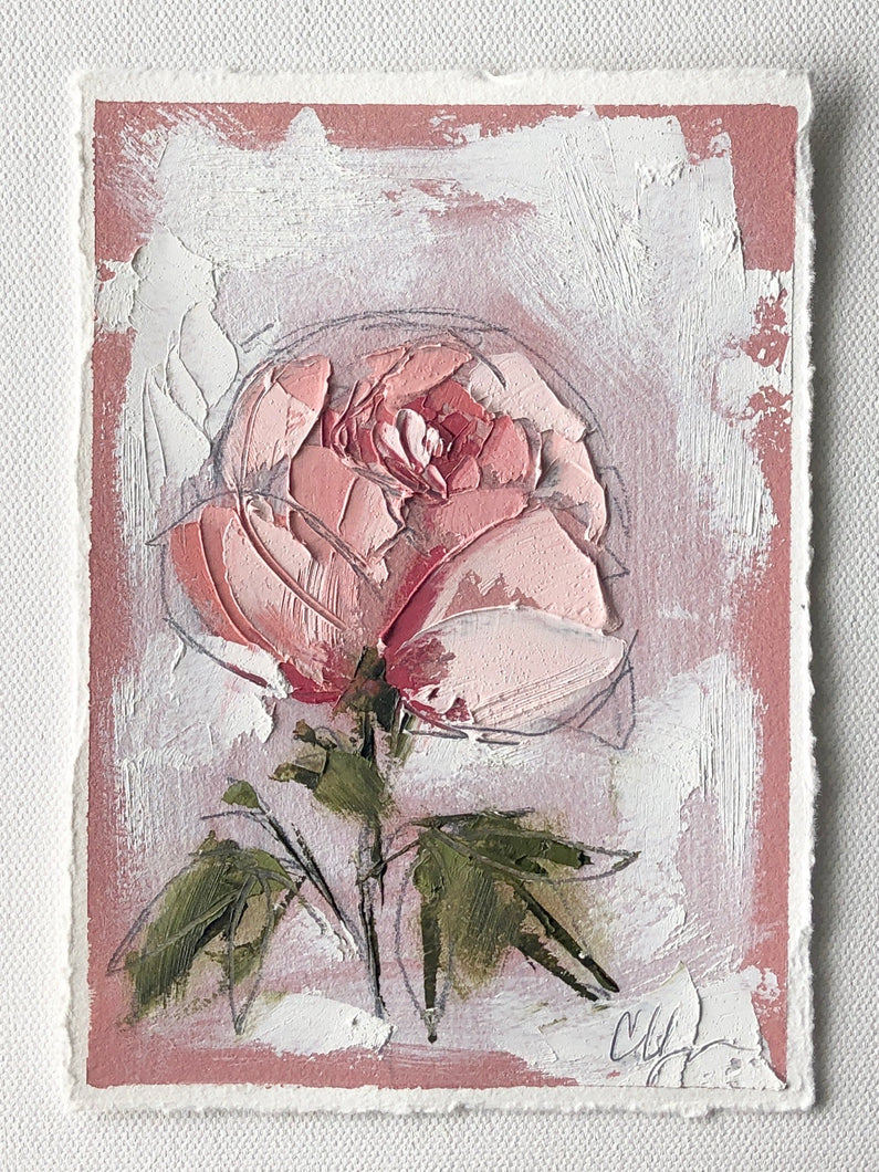“Pink on Pink I” 7x5” Oil/Graphite on Paper