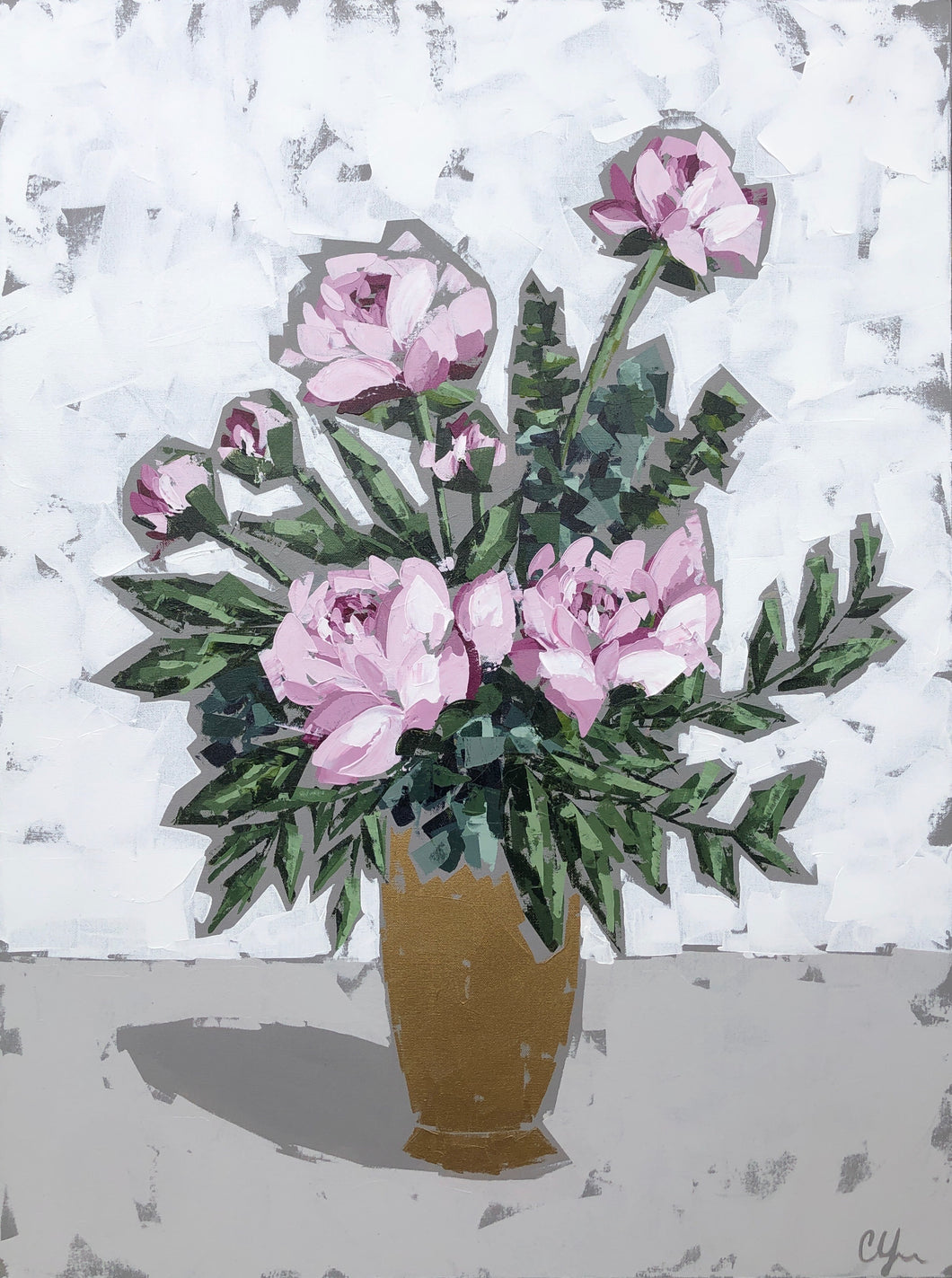“Peonies in Gold V” 40x30
