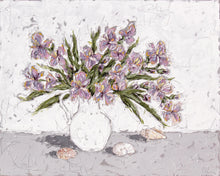 Load image into Gallery viewer, “Irises and Seashells” 48x60 Oil on Canvas