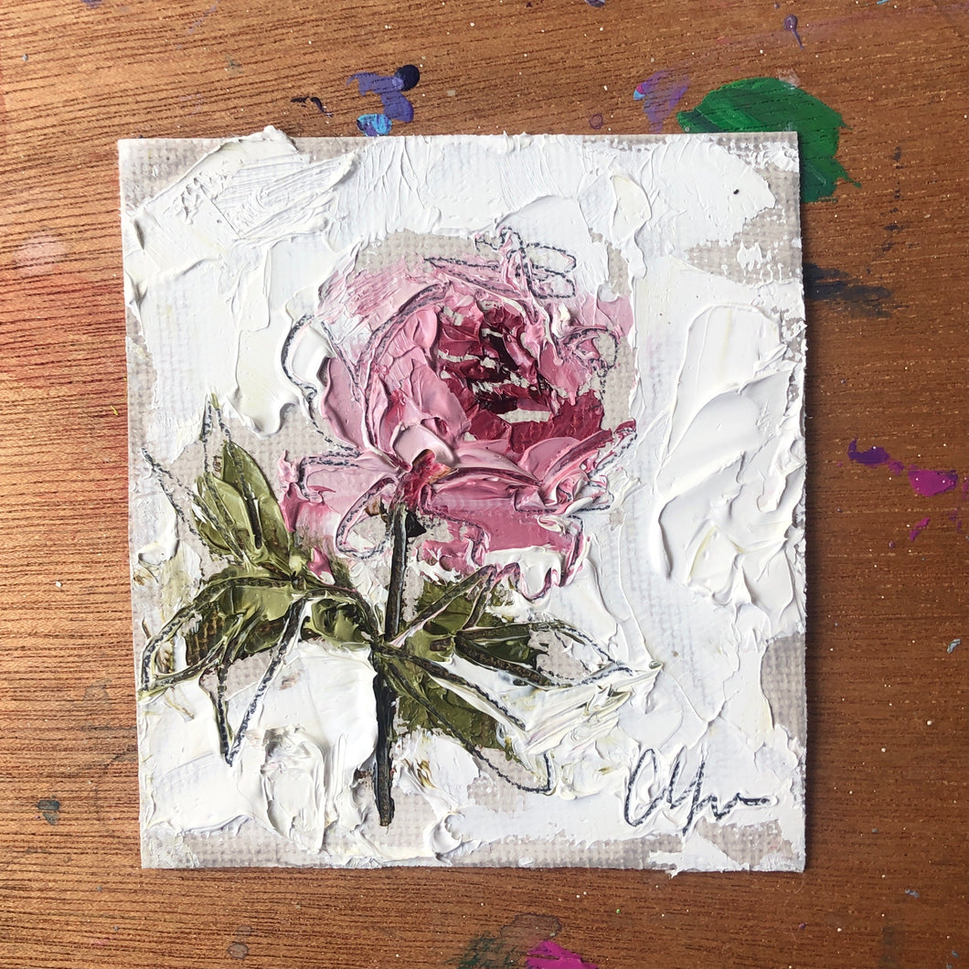 “Tout Petite Fleur I” - 3x3 Oil on Loose Canvas
