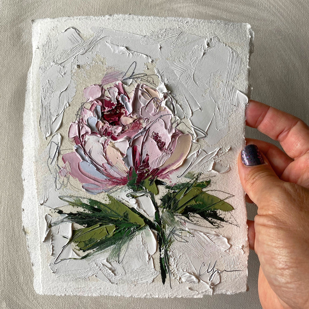 “Peony II 2020” 7x5 Oil on Paper