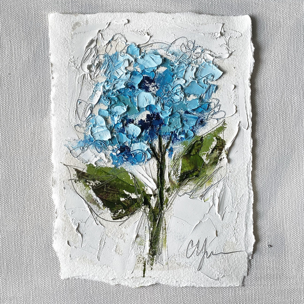 “Little Blue Hydrangea I” 7x5 Oil on Paper