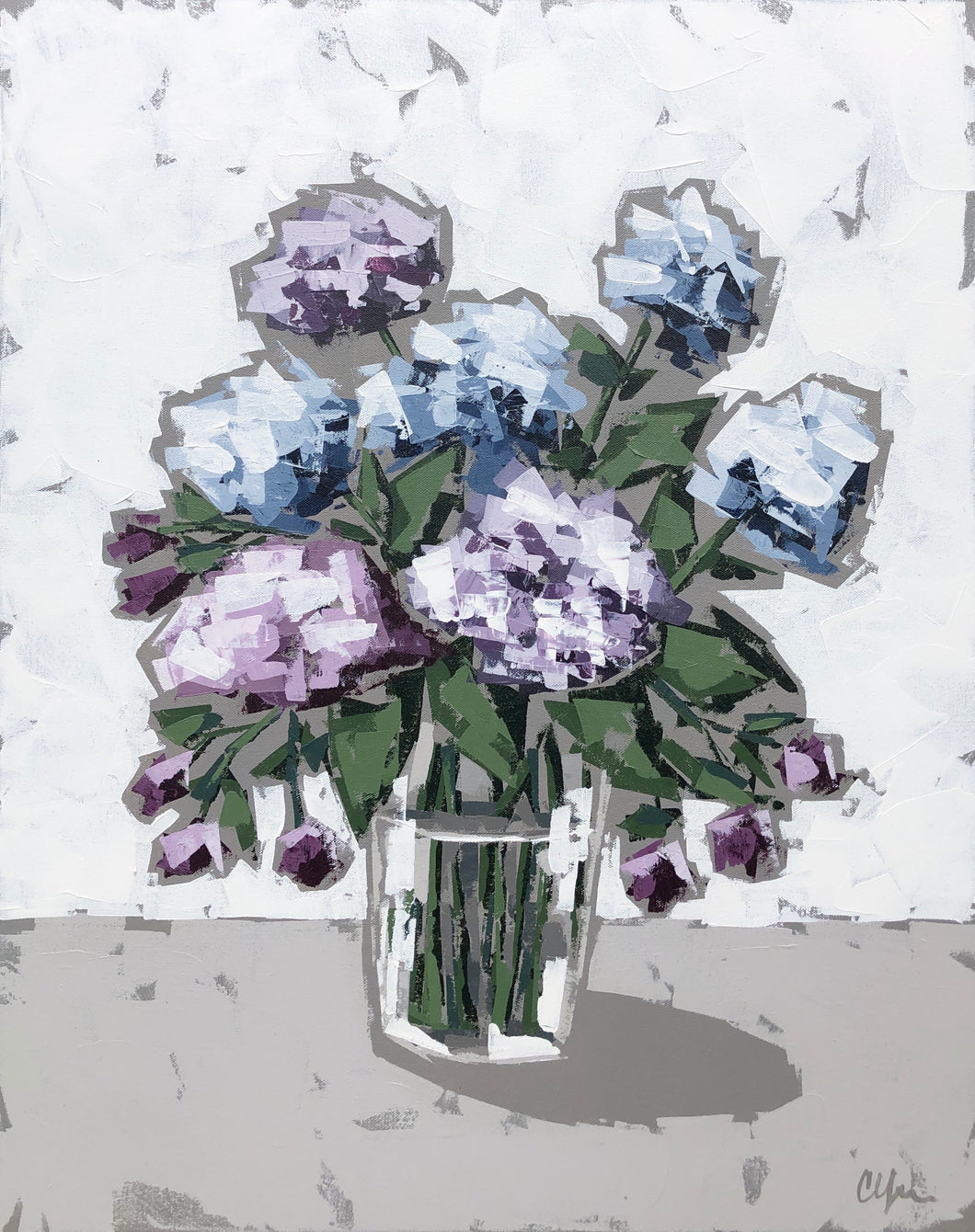 “Hydrangeas in Glass III” 30x24