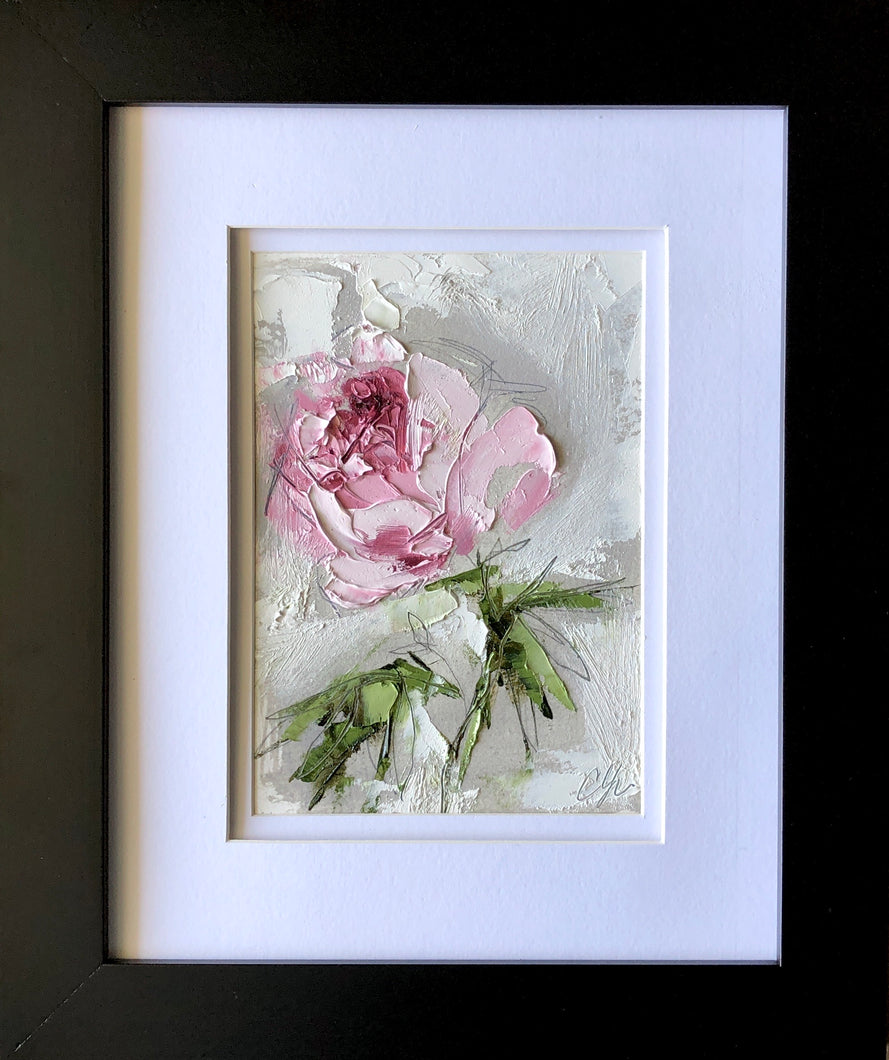 “Peony Vignette XVII” 7x5” Oil/Graphite on Paper