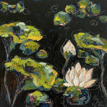 Load image into Gallery viewer, “Lilies and Lotuses V” Framed 24x24 Oil on Canvas