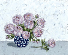 Load image into Gallery viewer, “Peonies in Chinoiserie” 40x50 Oil on Canvas