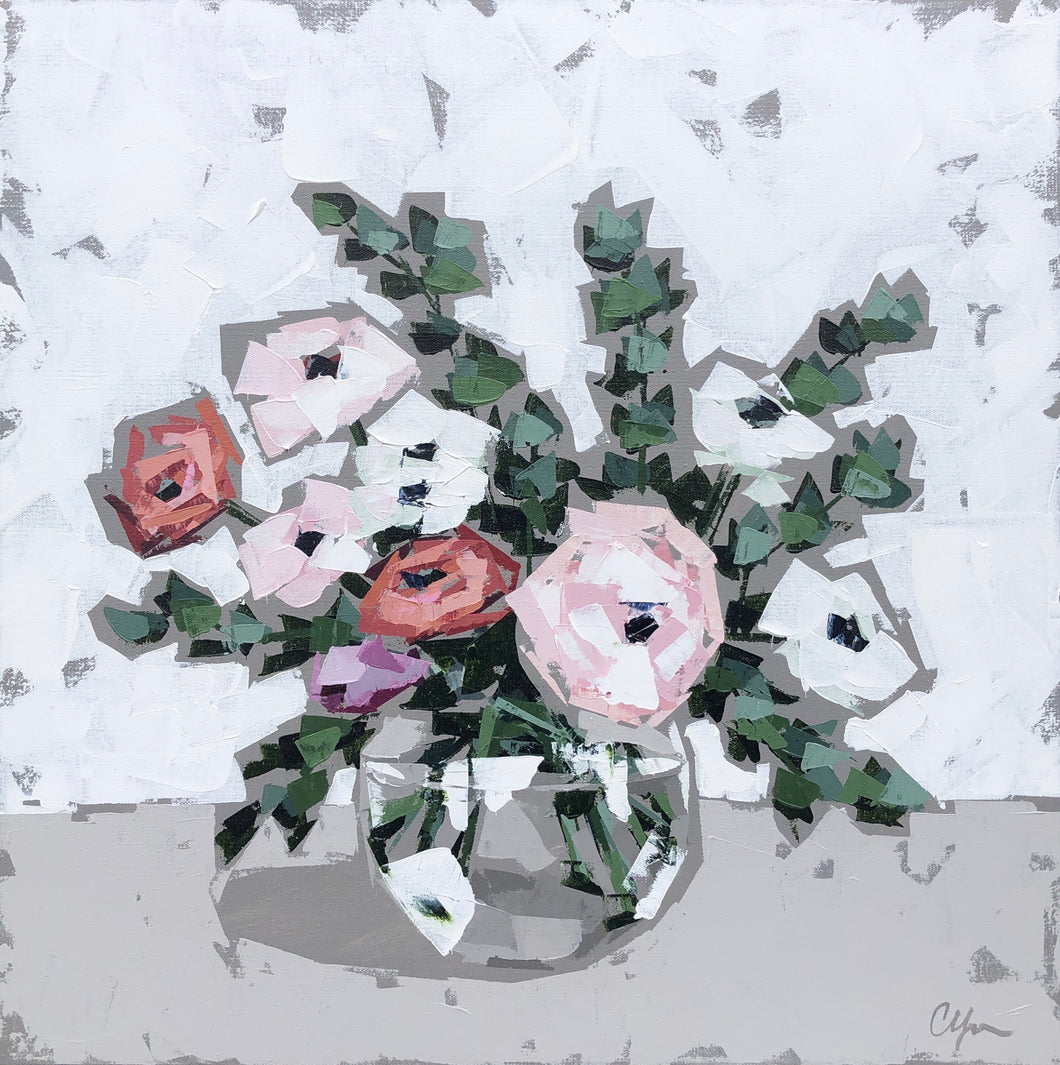 “Posies in Glass IV” 24x24