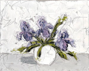 “Irises in White III" 16x20 Oil/Graphite on Canvas