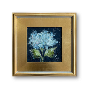 “Hydrangea on Blue V” - 8x8 Oil on Canvas