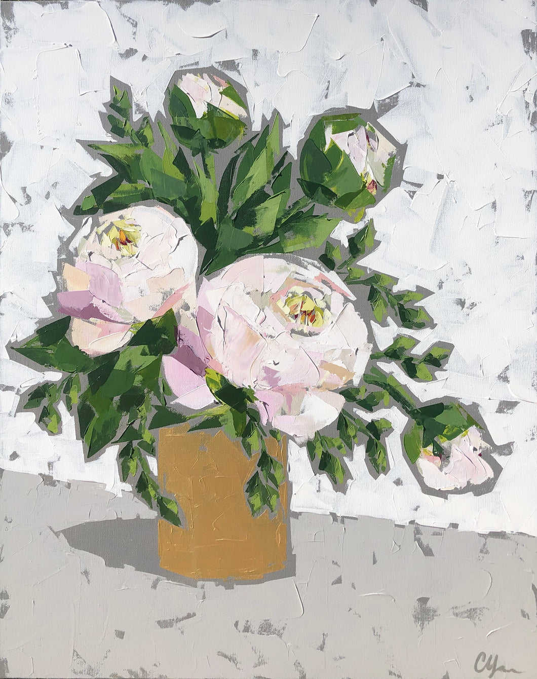 SOLD - “Peonies in Gold”