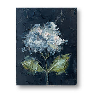 “Hydrangea on Blue I” - 11x14” Oil on Canvas