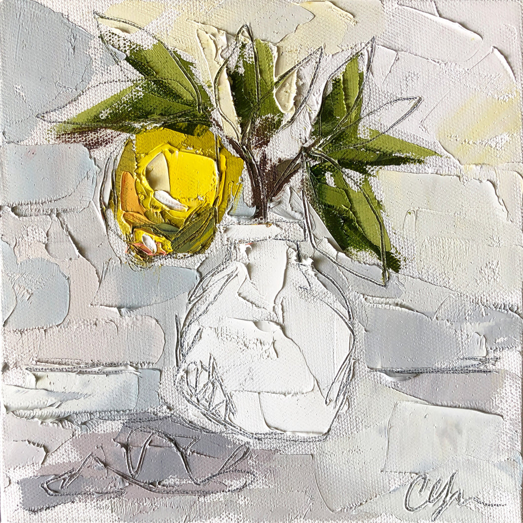 “Lemon I” 8x8 Oil/Graphite on Canvas