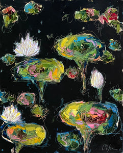 “Lilies and Lotuses X” 20x16x1.5” Oil on Canvas