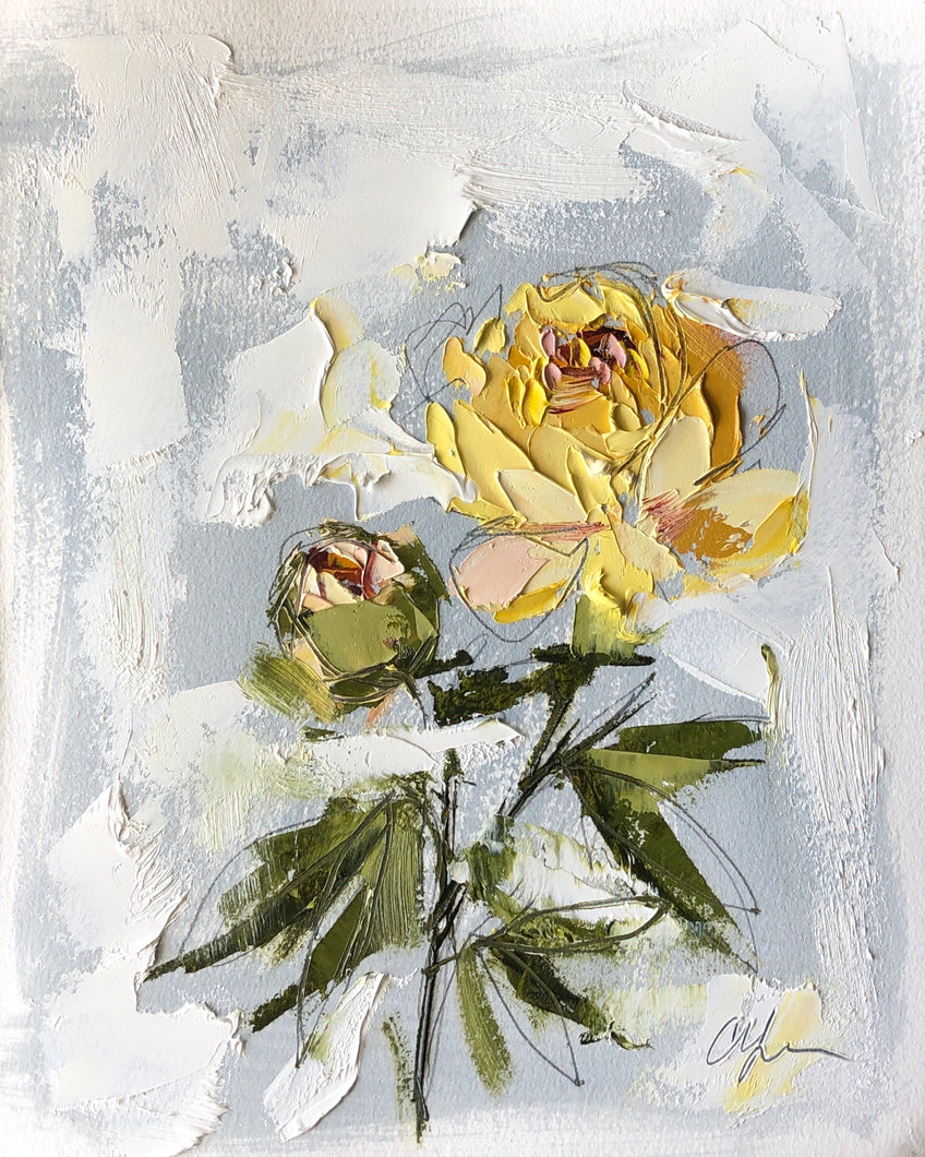“PEONY VIGNETTE XXXIII” 16.5x13.5 (10x8) Oil/Graphite on Paper
