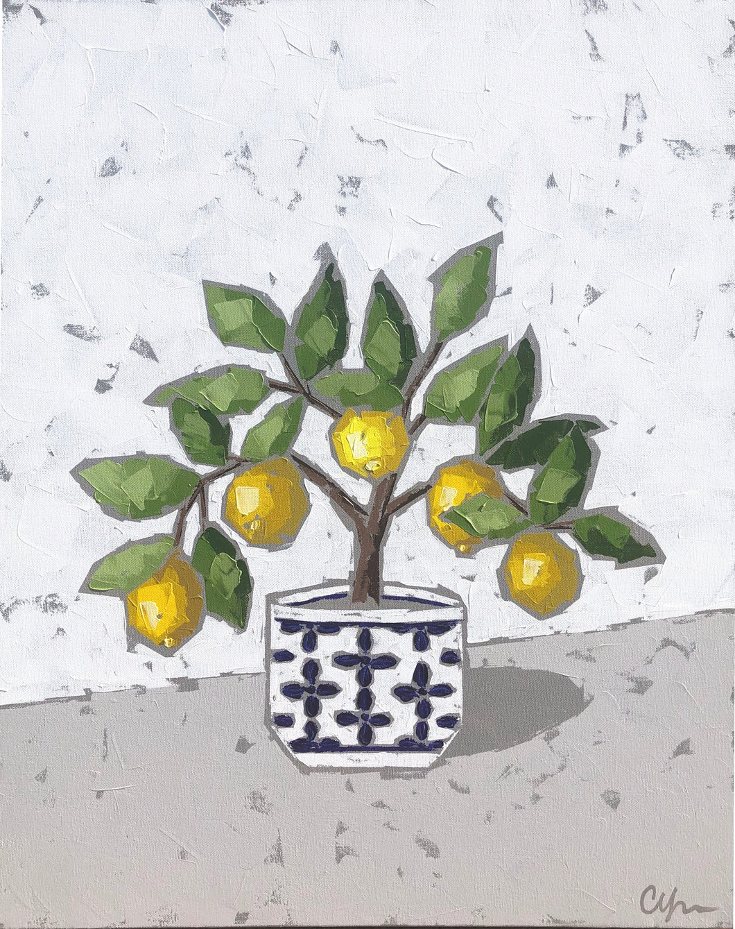 “Lemons In Blue and White Pot ”